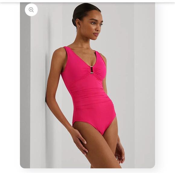 Lauren by Ralph Lauren Ring Swimsuit One Piece Orchid Pink Size 16 NWT - Picture 2 of 13